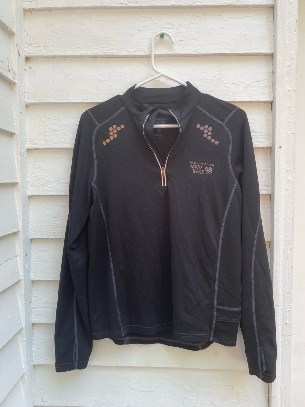 Mountain Hardwear Black Long-Sleeve Quarter Zip with Rose-Gold Accents